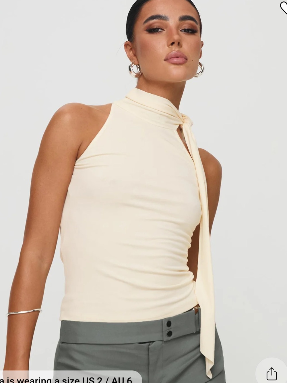 Princess Polly Cream One-Shoulder Tank Top